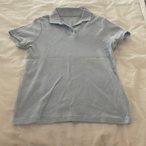 girls blue collard t shirt